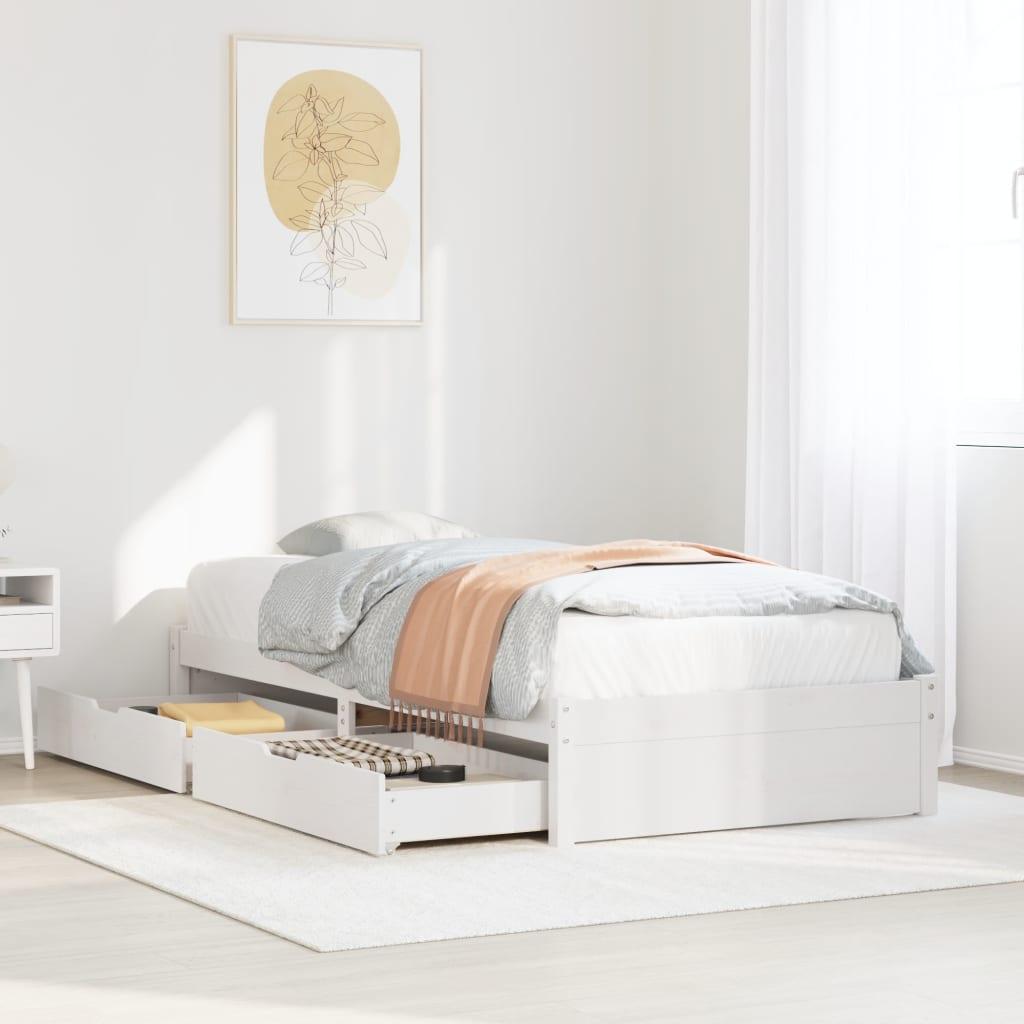 Sengeramme uden madras 90x200 cm massivt fyrretræ hvid