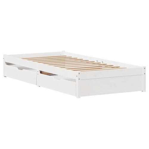 Sengeramme uden madras 90x200 cm massivt fyrretræ hvid