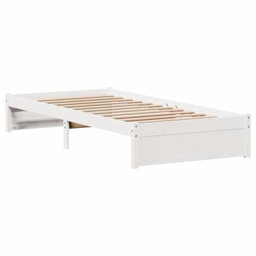 Sengeramme uden madras 90x200 cm massivt fyrretræ hvid