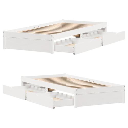Sengeramme uden madras 90x200 cm massivt fyrretræ hvid