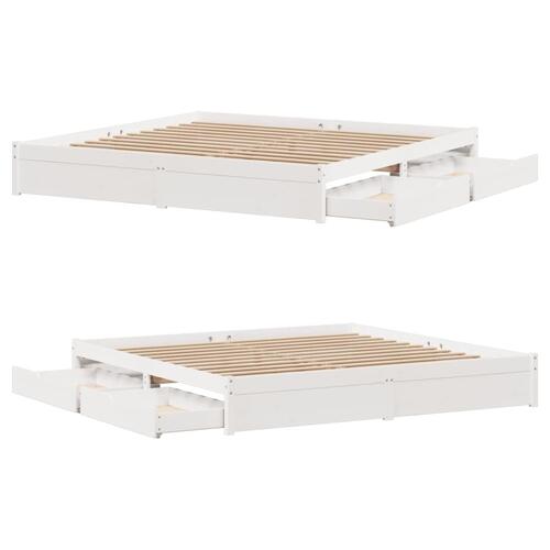 Sengeramme uden madras 180x200 cm massivt fyrretræ hvid