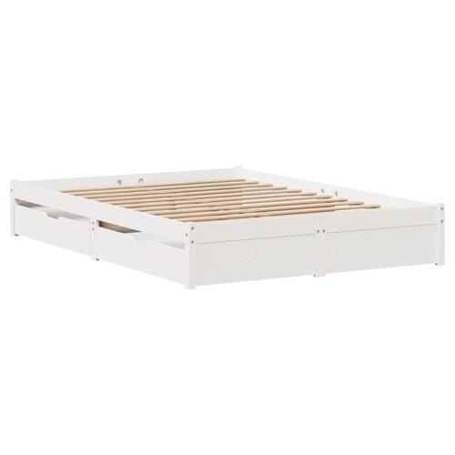 Sengeramme uden madras 140x190 cm massivt fyrretræ hvid