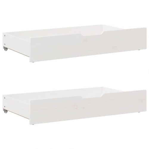 Sengeramme med 2 skuffer 100 x 200 cm massivt fyrretræ - hvid