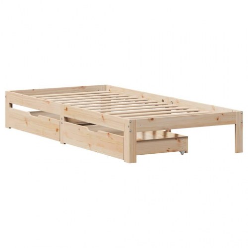 Sengeramme med skuffer 75x190 cm massivt fyrretræ