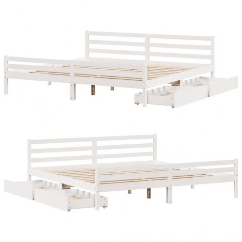 Sengeramme uden madras 180x200 cm massivt fyrretræ hvid