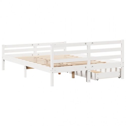 Sengeramme 135 x 190 cm med 2 skuffer - hvid