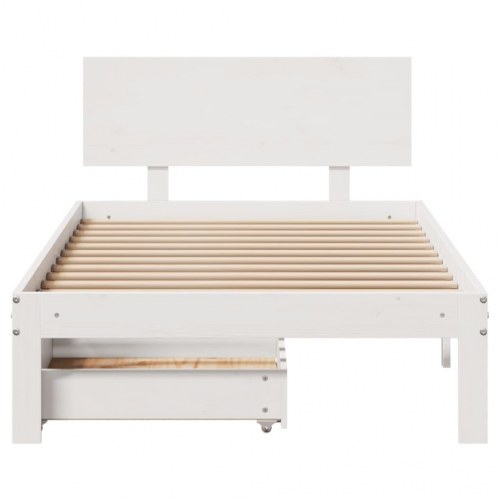 Sengeramme med 2 skuffer 90 x 200 cm i massivt fyrretræ - hvid