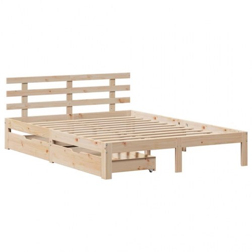 Sengeramme med skuffer 120x200 cm - massivt fyrretræ