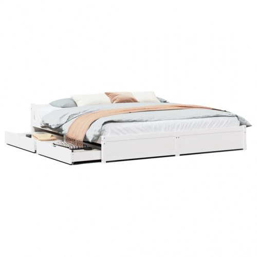 Sengeramme 180 x 200 cm med 2 skuffer - hvid