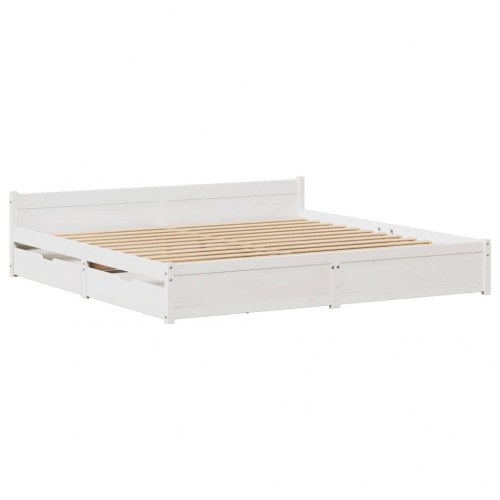 Sengeramme 180 x 200 cm med 2 skuffer - hvid