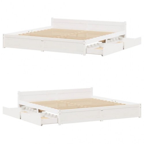 Sengeramme 180 x 200 cm med 2 skuffer - hvid