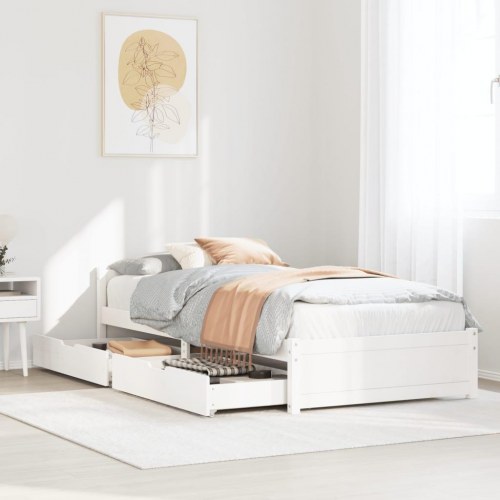 Sengeramme uden madras 90x200 cm massivt fyrretræ hvid