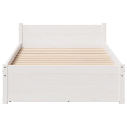 Sengeramme uden madras 90x200 cm massivt fyrretræ hvid