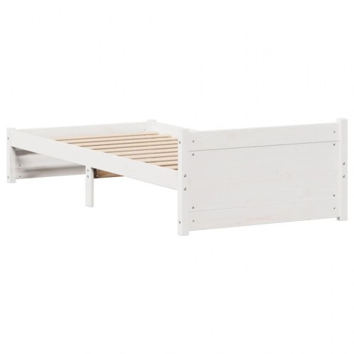 Sengeramme uden madras 90x200 cm massivt fyrretræ hvid