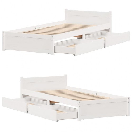 Sengeramme uden madras 90x200 cm massivt fyrretræ hvid