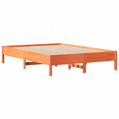 Sengeramme 140 x 200 cm i massivt fyrretræ med 2 skuffer - gyldenbrun