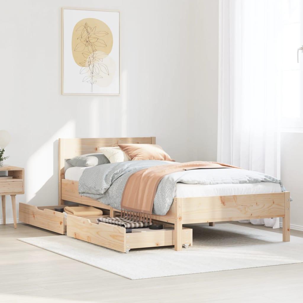 Sengeramme Uden Madras Massivt Fyrretræ - Naturfarvet / 75 x 190 cm