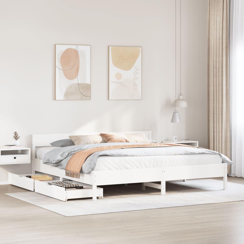 Sengeramme uden madras 160x200 cm massivt fyrretræ hvid