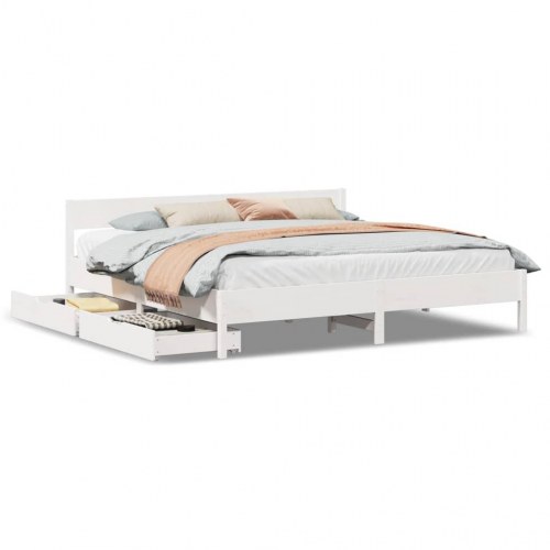 Sengeramme 160 x 200 cm med 2 skuffer - hvid