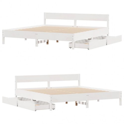 Sengeramme 160 x 200 cm med 2 skuffer - hvid