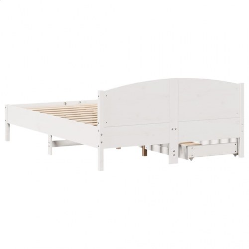 Sengeramme med 2 skuffer 140 x 200 cm i massivt fyrretræ - hvid