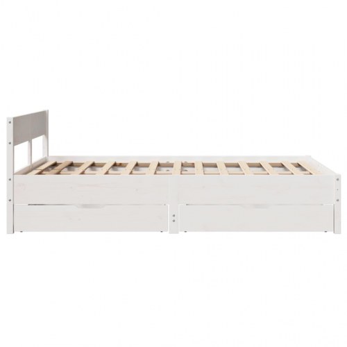 Sengeramme med sengegavl og 2 skuffer uden madras 135 x 190 cm - hvid