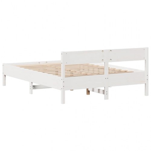 Sengeramme med sengegavl og 2 skuffer uden madras 135 x 190 cm - hvid