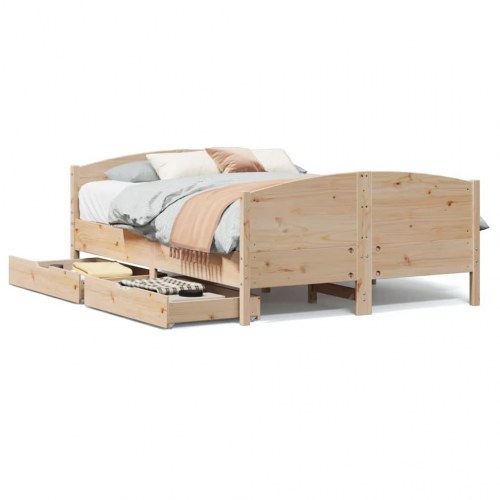 Sengeramme 120x190 cm i massivt fyrretræ med 2 skuffer