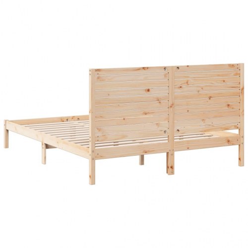 Ekstra lang sengeramme 160x210 cm - massivt fyrretræ med lamelbund og hovedgærde