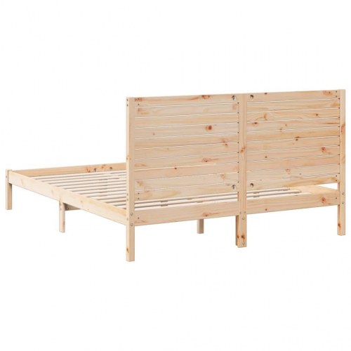 Ekstra lang sengeramme 160 x 220 cm i massivt fyrretræ - med hovedgærde og lamelbund