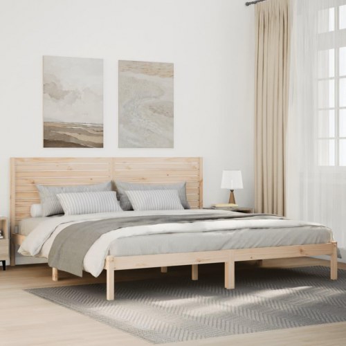 Ekstra lang sengeramme 180×220 cm i massivt fyrretræ - med hovedgærde og lamelbund