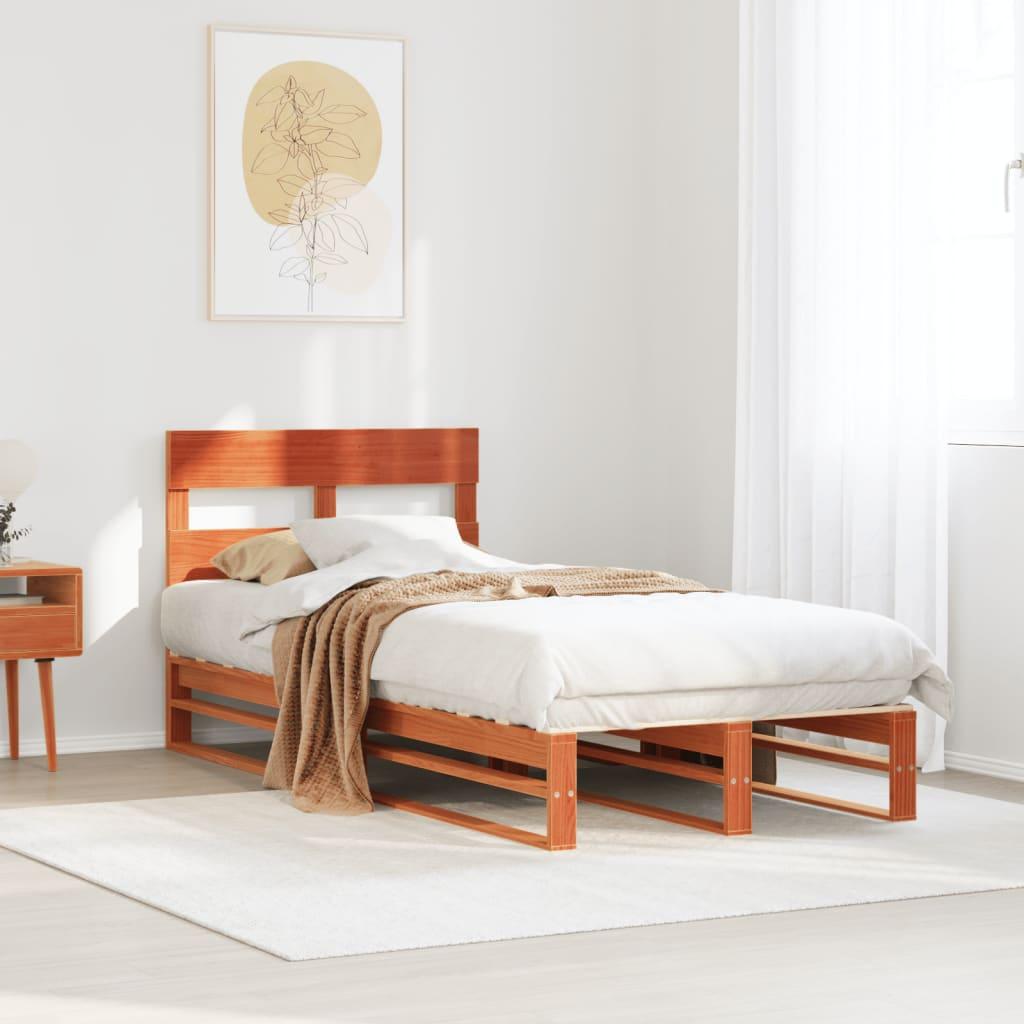Sengeramme Uden Madras Massivt Fyrretræ - Gyldenbrun / 90 x 200 cm