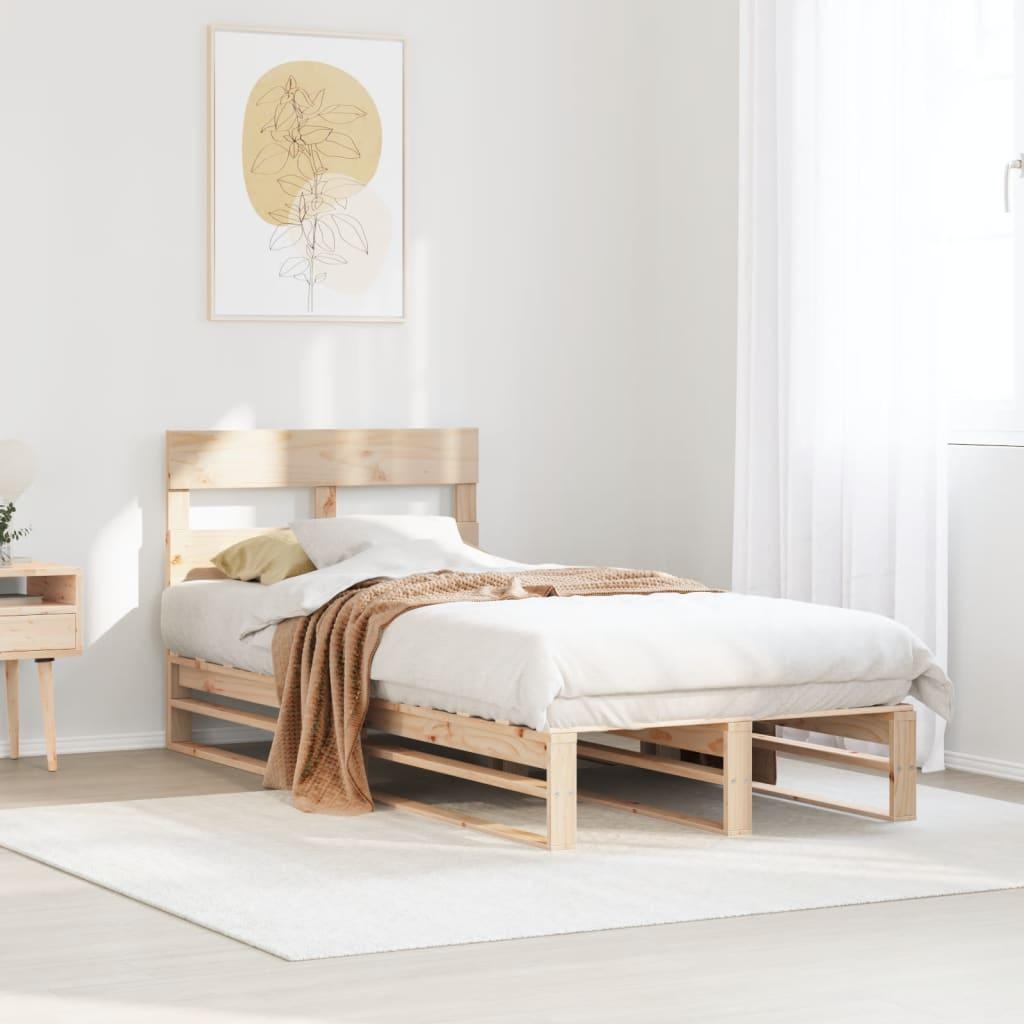 Sengeramme uden madras 90×200 cm i massivt fyrretræ - med sengegavl og lameller