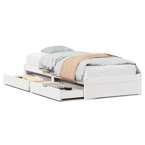 Sengeramme uden madras 75x190 cm massivt fyrretræ hvid