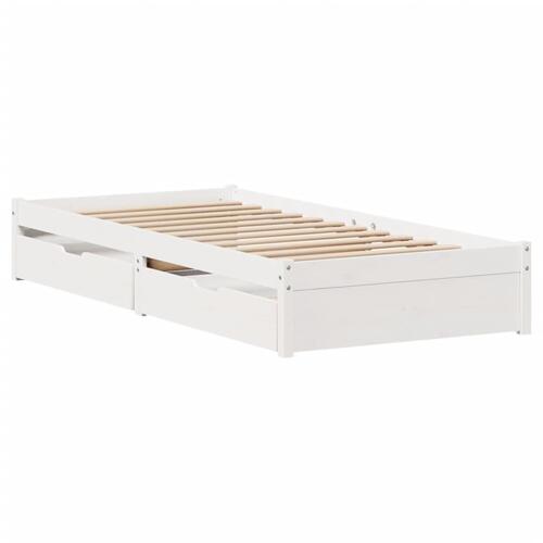 Sengeramme uden madras 75x190 cm massivt fyrretræ hvid