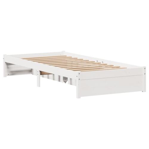 Sengeramme uden madras 75x190 cm massivt fyrretræ hvid