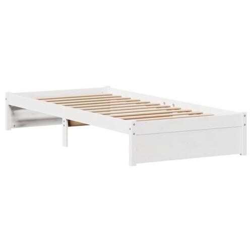 Sengeramme uden madras 75x190 cm massivt fyrretræ hvid