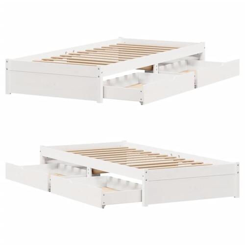 Sengeramme uden madras 75x190 cm massivt fyrretræ hvid