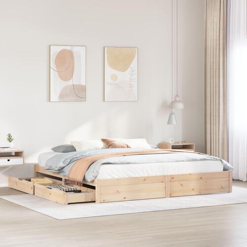 Sengeramme uden madras 200x200 cm massivt fyrretræ