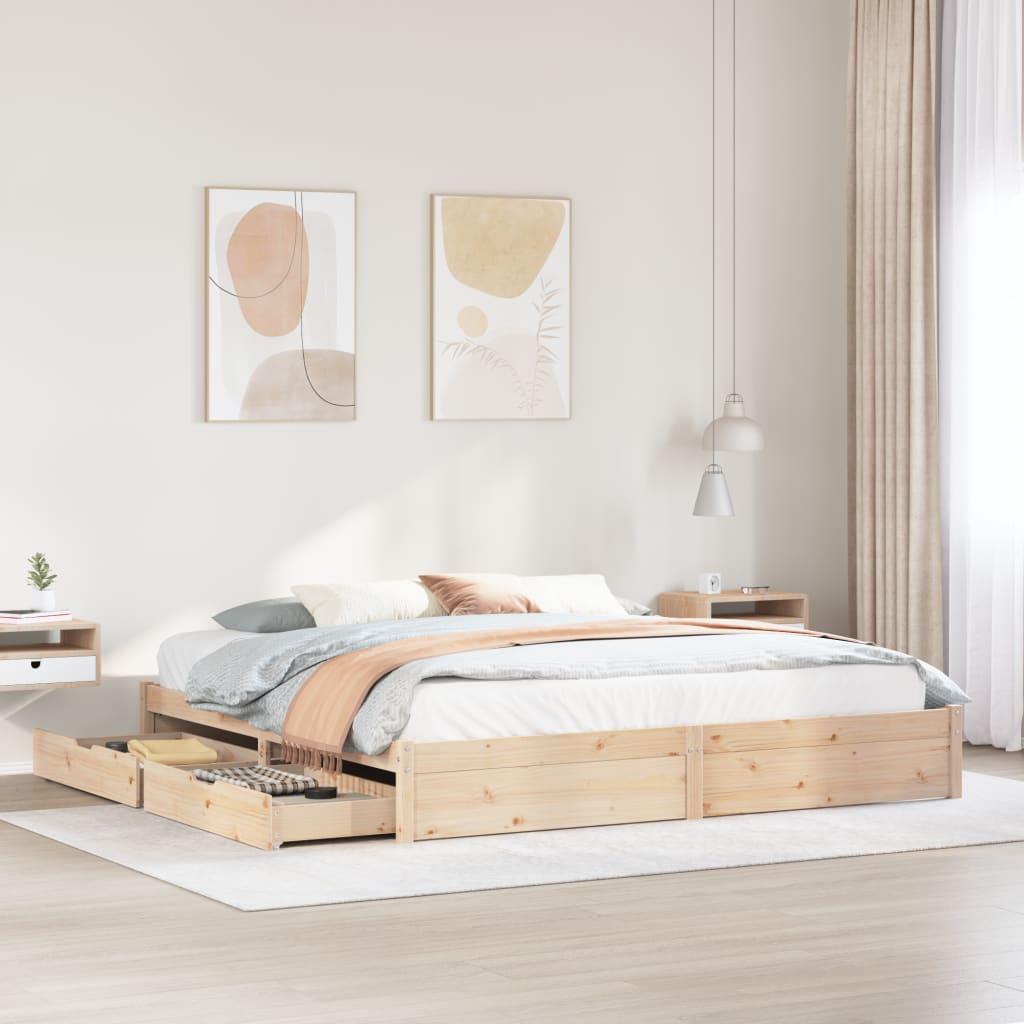 Sengeramme uden madras 200x200 cm massivt fyrretræ