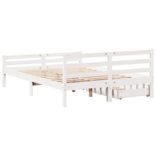 Sengeramme 140 x 200 cm med 2 skuffer - hvid