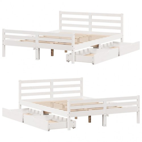 Sengeramme 140 x 200 cm med 2 skuffer - hvid