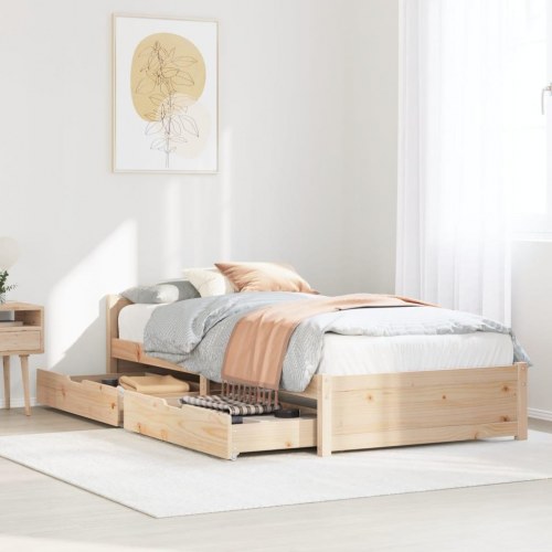 Sengeramme med skuffer 75x190 cm - massivt fyrretræ, lamelbund