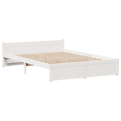 Sengeramme med 2 skuffer 150 x 200 cm i massivt fyrretræ - hvid