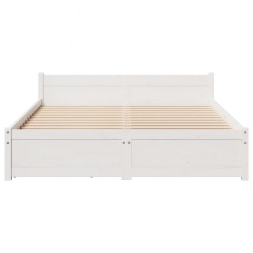Sengeramme med skuffer 135x190 cm - massivt fyrretræ, hvid