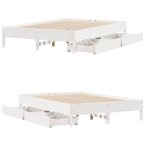 Sengeramme 140x190 cm med 2 skuffer - hvid