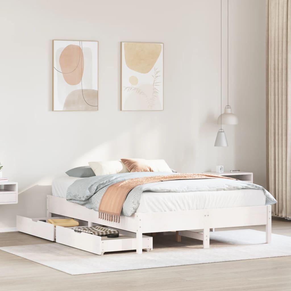 Sengeramme uden madras 120x200 cm massivt fyrretræ hvid