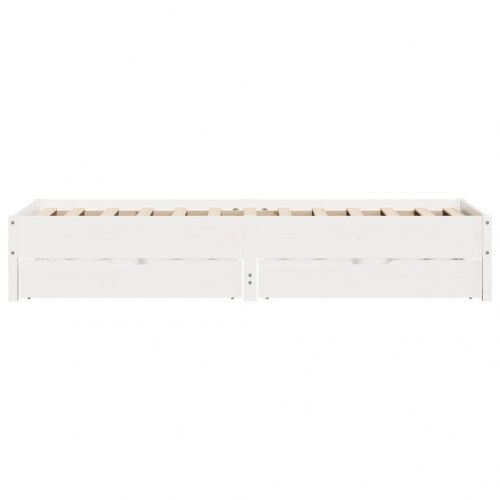 Sengeramme med 2 skuffer 75 x 190 cm i massivt fyrretræ - hvid