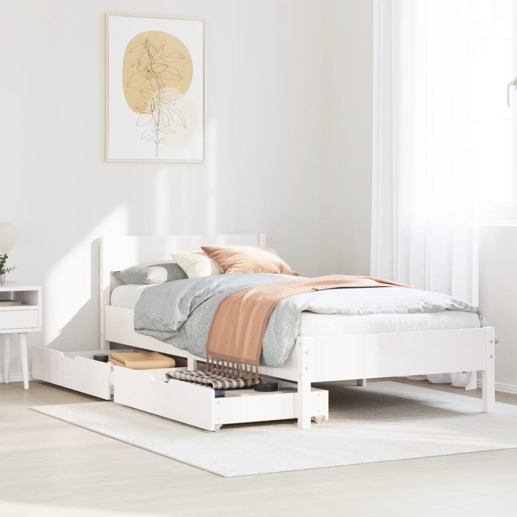Sengeramme uden madras 100x200 cm massivt fyrretræ hvid