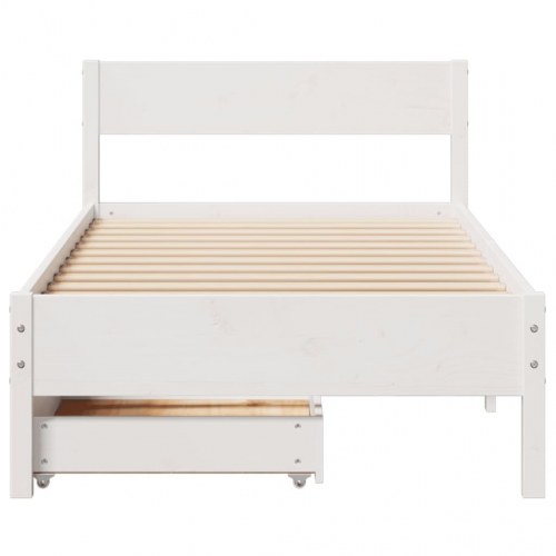 Sengeramme med opbevaring 100x200 cm - massivt fyrretræ, hvid